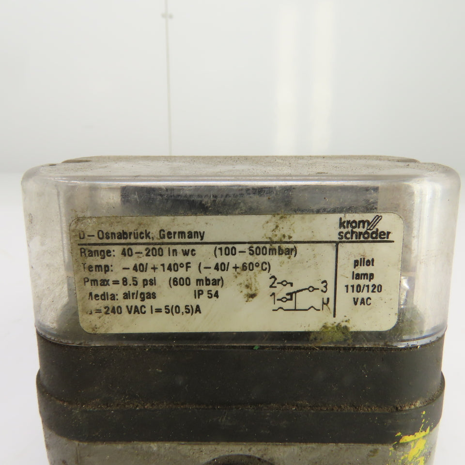 Krom Schroder DG500T 84447842 Air/Gas Pressure Switch 40-200 in-wc 8.5PSI 240VAC