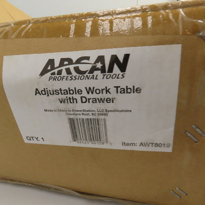 Arcan AWT8019 28 x 19" Deluxe Work Table Adj. Height 34 To 48" W/Drawer & Wheels