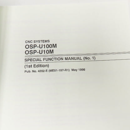 Okuma OSP-U100M OSP-U10M No. 4202-E Special Functions Manual