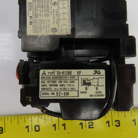 Mitsubishi S-K10 11A 220-550V Starter 100V Coil W/Overload TH-K12AB 1.7-2.5A