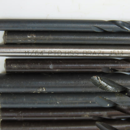 Misc. 3/16", 11/64", 25/64" High Speed Steel Drill Bit Lot of 28