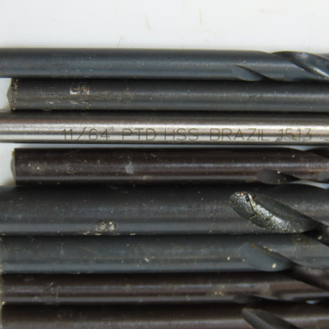 Misc. 3/16", 11/64", 25/64" High Speed Steel Drill Bit Lot of 28
