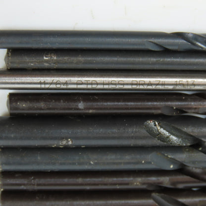Misc. 3/16", 11/64", 25/64" High Speed Steel Drill Bit Lot of 28