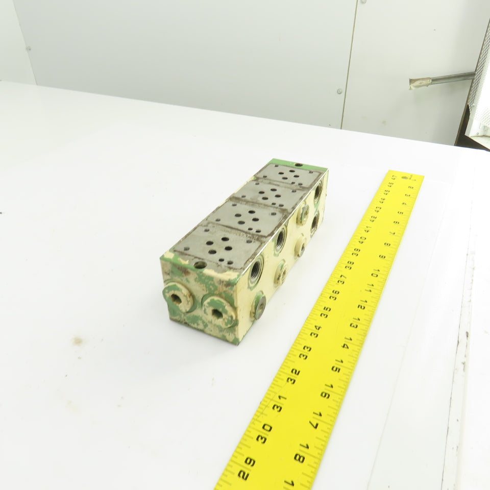 4-Port 4-Spot Hydraulic Steel Manifold Valve Block 1/2" NPT In