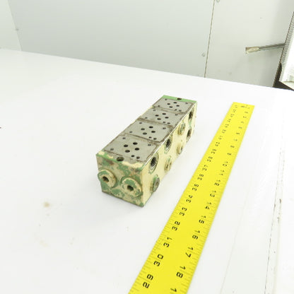 4-Port 4-Spot Hydraulic Steel Manifold Valve Block 1/2" NPT In