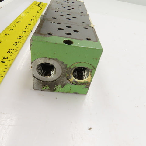 4-Port 4-Spot Hydraulic Steel Manifold Valve Block 1/2" NPT In