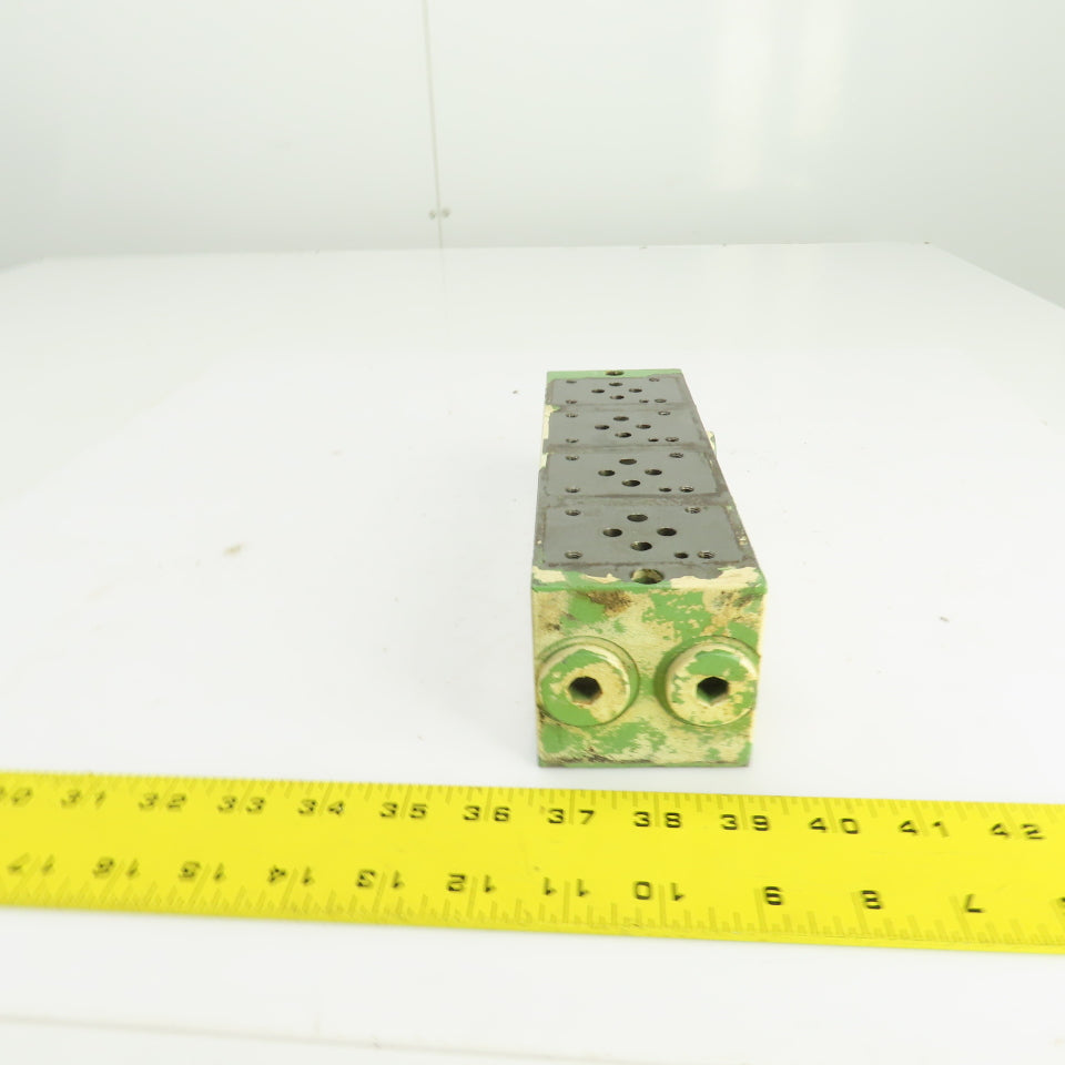 4-Port 4-Spot Hydraulic Steel Manifold Valve Block 1/2" NPT In
