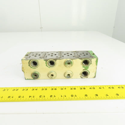 4-Port 4-Spot Hydraulic Steel Manifold Valve Block 1/2" NPT In