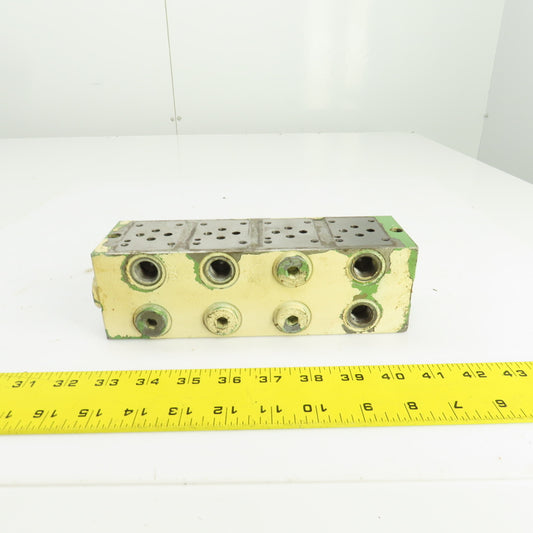 4-Port 4-Spot Hydraulic Steel Manifold Valve Block 1/2" NPT In