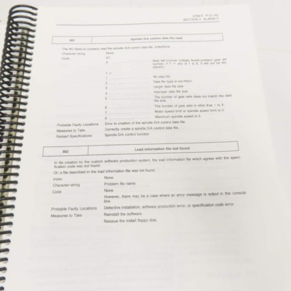 Okuma MX-45VAE OSP7000M Alarm & Error List 3rd Edition 3789-E-R2