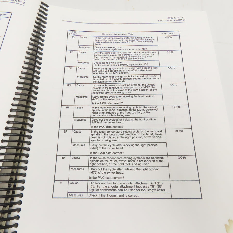 Okuma MX-45VAE OSP7000M Alarm & Error List 3rd Edition 3789-E-R2