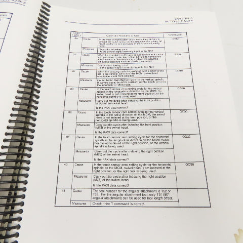 Okuma MX-45VAE OSP7000M Alarm & Error List 3rd Edition 3789-E-R2