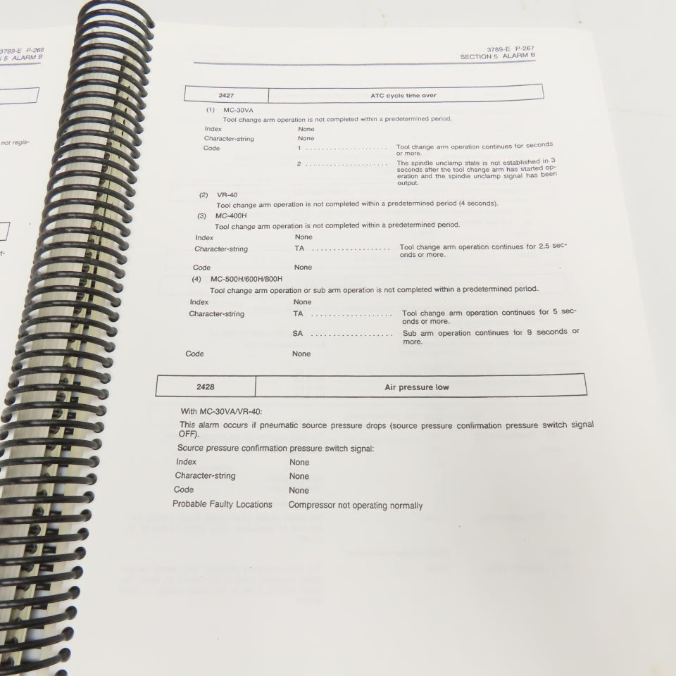 Okuma MX-45VAE OSP7000M Alarm & Error List 3rd Edition 3789-E-R2