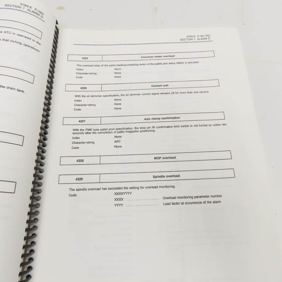 Okuma MX-45VAE OSP7000M Alarm & Error List 3rd Edition 3789-E-R2