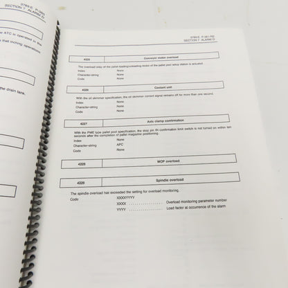 Okuma MX-45VAE OSP7000M Alarm & Error List 3rd Edition 3789-E-R2