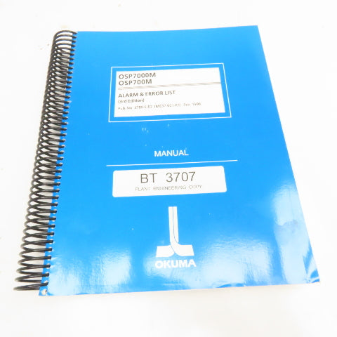 Okuma MX-45VAE OSP7000M Alarm & Error List 3rd Edition 3789-E-R2