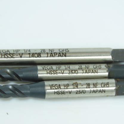 1-4"- 28 NF Spiral Thread Plug Tap 3 Flute GH4 Lot of 3