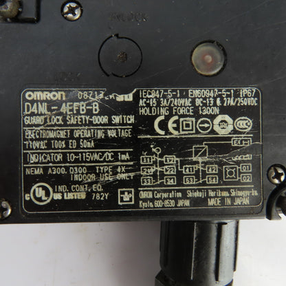 Omron D4NL-4EFB-B Guard Lock Safety Door Switch 240VAC W/Key