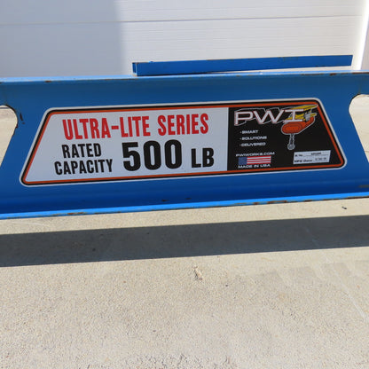 PWI Ultra-Lite 500Lbs Manual Underhung Bridge Crane 25' Travel 20' C to C mounts