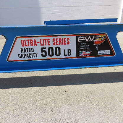 PWI Ultra-Lite 500Lbs Manual Underhung Bridge Crane 25' Travel 20' C to C mounts
