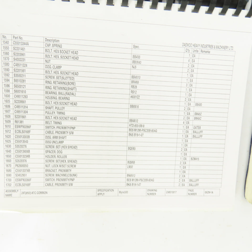 Daewoo Mynx 500 540 DMV 4020 4020d Parts List Electrical Diagram ATC Parts List