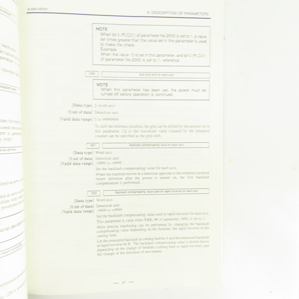 Fanuc Series 21i 210i Model B B-63610EN/01 Parameter Manual