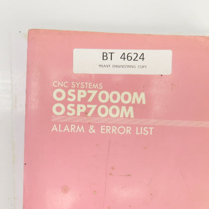 Okuma OSP700 OSP7000 Operation, Alarm & Error List, Instruction Manual Library
