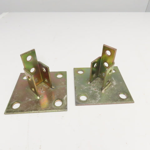 1-5/8" Unistrut Style C-Channel Post Base 6" x 6" Plate Lot Of 2
