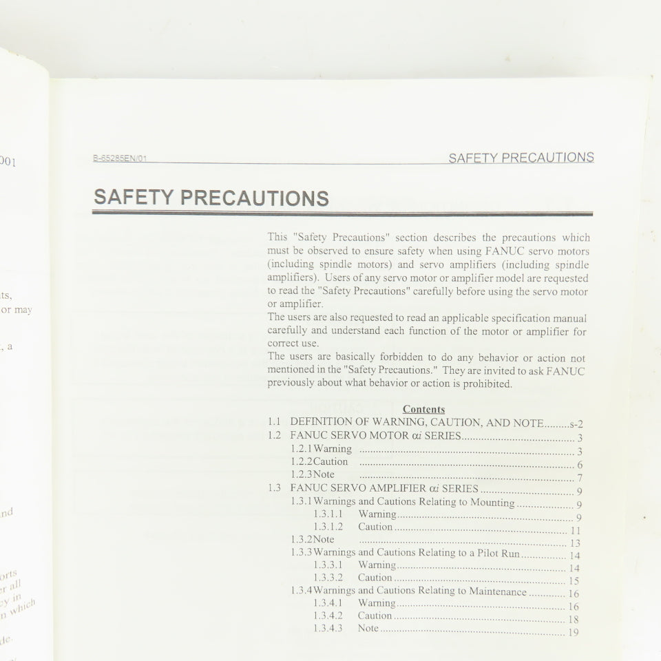 Fanuc GFZ-65285EN/01 Alpha I Series C AC Servo Motor Maintenance Manual