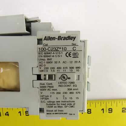 Allen Bradley 100-C23Z*10 600V AC Contactor 24V DC Coil W/100-FSD250 Suppressor