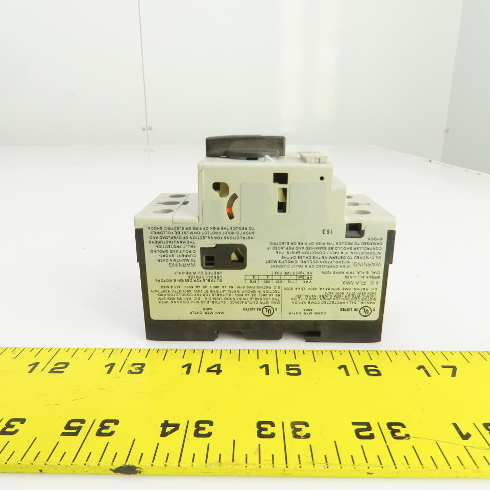 Allen Bradley 140M-C2E-B40 600V 3Hp Motor Overload Breaker 2.5-4.0A