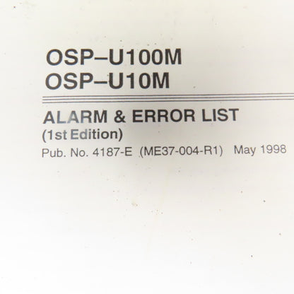 Okuma OSP-U100M OSP-U10M 4187-E Alarm & Error List Code Book