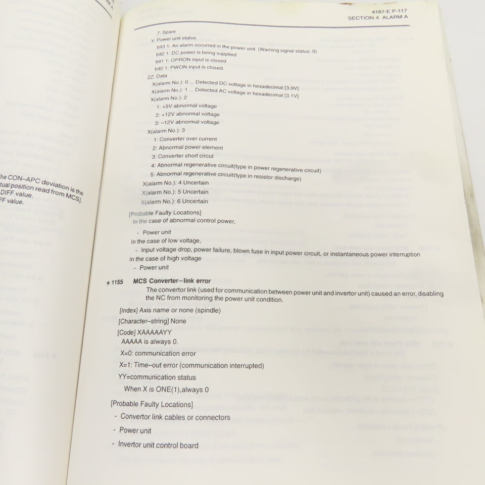 Okuma OSP-U100M OSP-U10M 4187-E Alarm & Error List Code Book