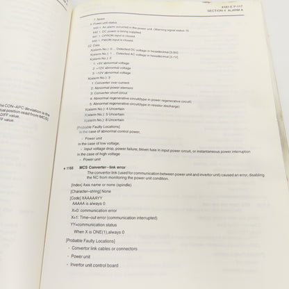 Okuma OSP-U100M OSP-U10M 4187-E Alarm & Error List Code Book