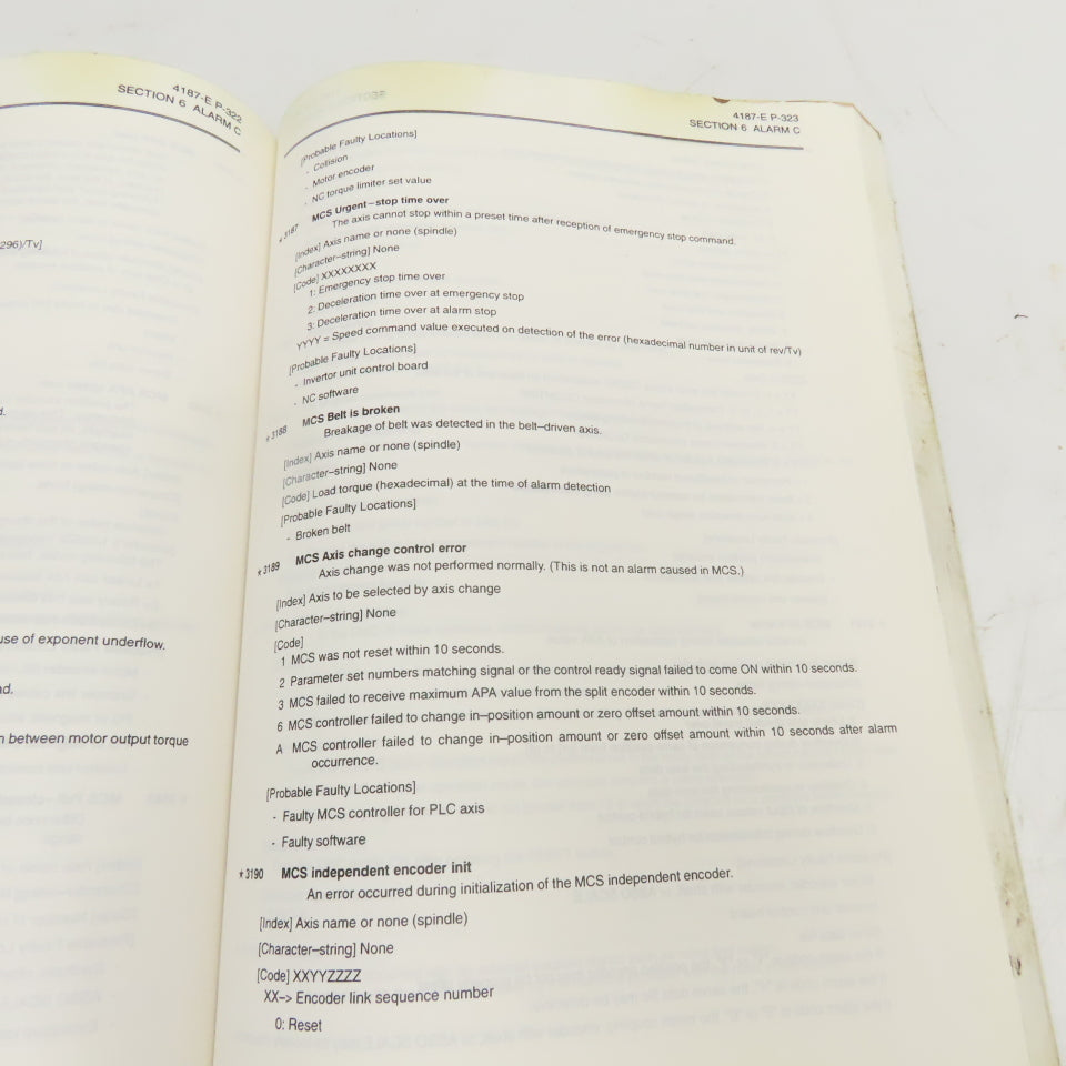Okuma OSP-U100M OSP-U10M 4187-E Alarm & Error List Code Book