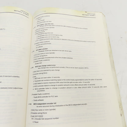 Okuma OSP-U100M OSP-U10M 4187-E Alarm & Error List Code Book