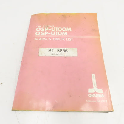Okuma OSP-U100M OSP-U10M 4187-E Alarm & Error List Code Book