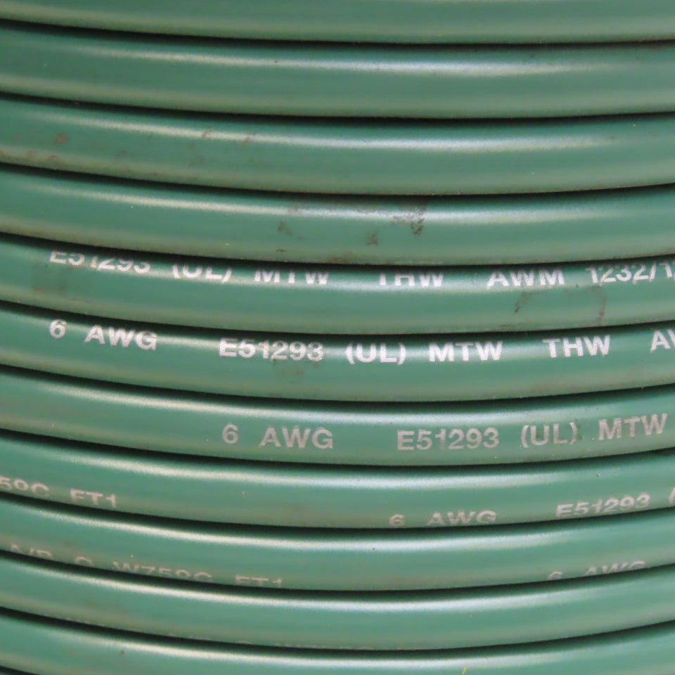 790' 6 AWG Gauge MTW THW AWM Stranded Green Copper Building Wire Cable 600V