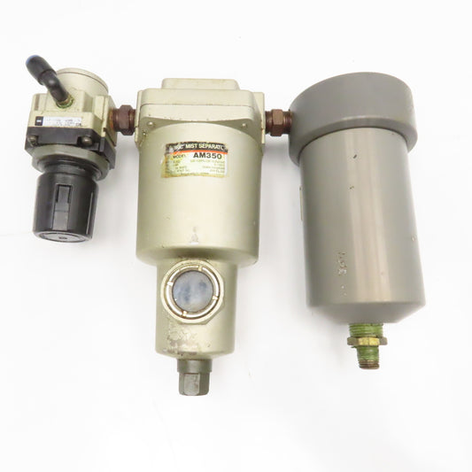SMC AM350 3/8" NPT Compressed Air Two Stage Mist Separator Regulator Assembly