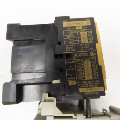 Allen Bradley 193-ED1DB 600V 7-1/2Hp Contactor 1.0-2.9A Trip 120V Coil