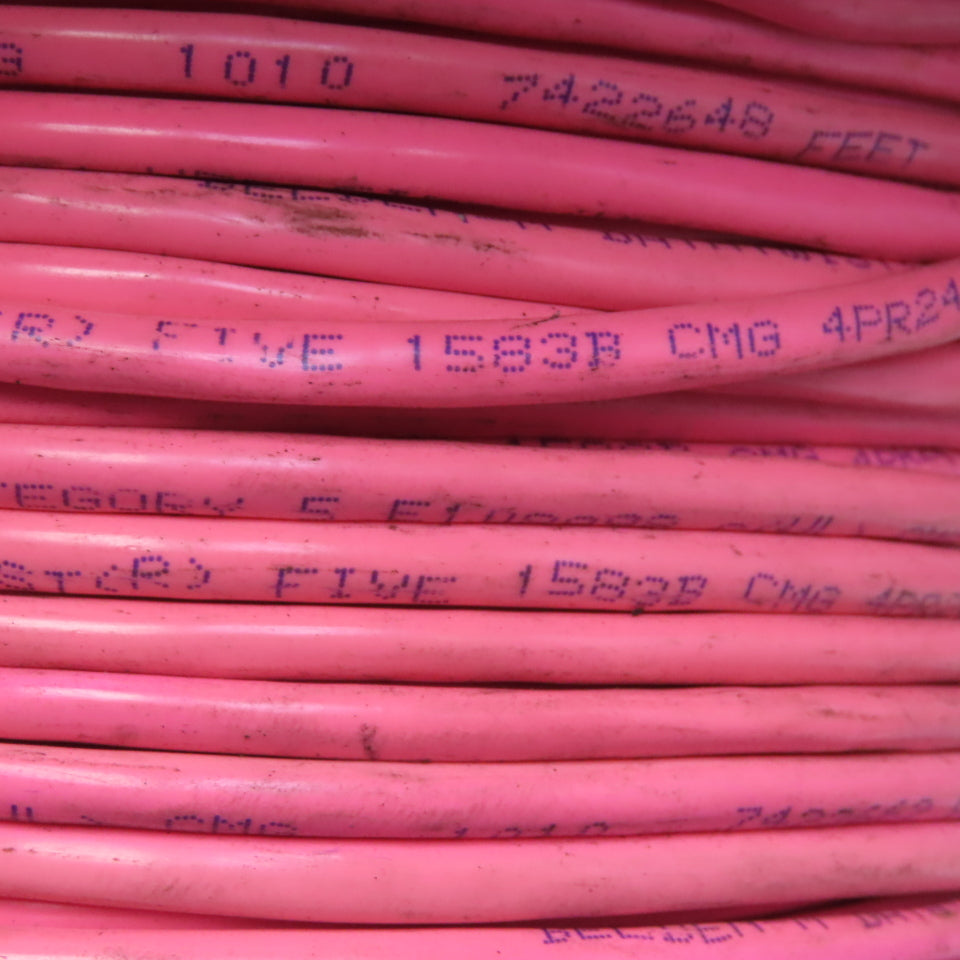Belden 1583B 106' 5e Cable, 4 Pair, U/UTP, CMR Bright Pink W/Connector Ends