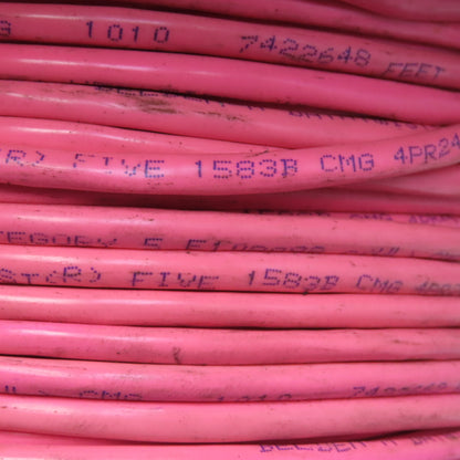 Belden 1583B 106' 5e Cable, 4 Pair, U/UTP, CMR Bright Pink W/Connector Ends