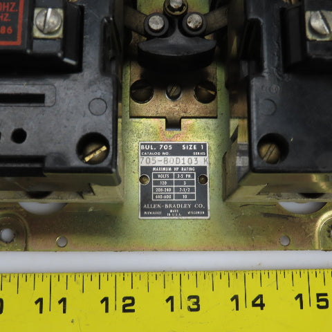 Allen Bradley 705-B0D103 Size 1 Reversing Starter 3-10HP 120-600V 120V Coil