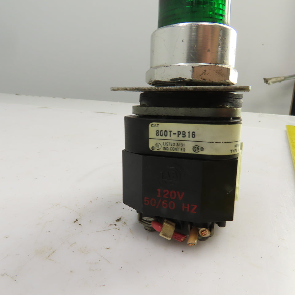 Allen Bradley 800T-PB16 120V Illuminated Green Push Button Switch