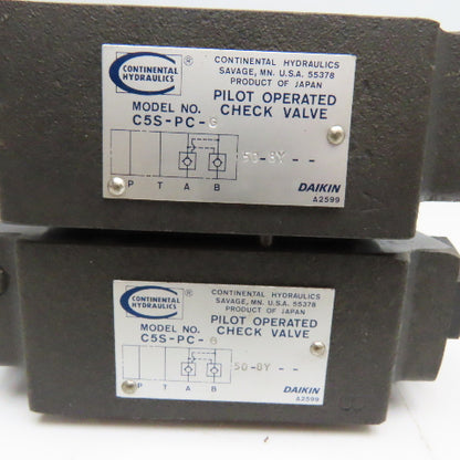 Continental Hydraulics C5S-PC-G Pilot Operated Check Valve Lot Of 2