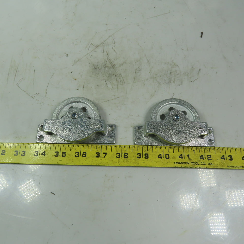 Galvanized Cast Iron Horizontal Mounted Pulleys for 3/16 Wire Rope Lot of 2