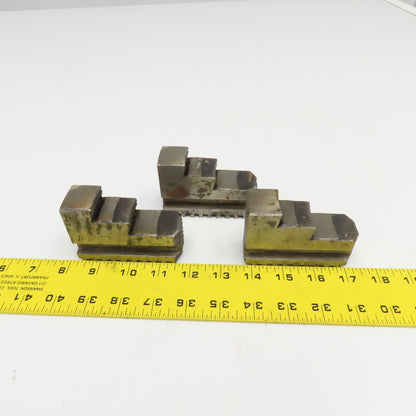 3-1/2" x 1-1/4" x 2-1/2" Tall Lathe Scroll Chuck Step Hard Jaws Lot Of 3
