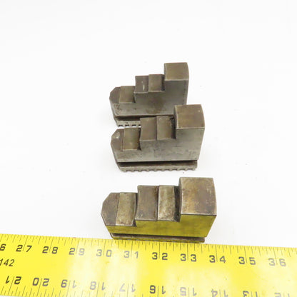 3-1/2" x 1-1/4" x 2-7/8" Tall Lathe Scroll Chuck Step Hard Jaws Lot Of 3