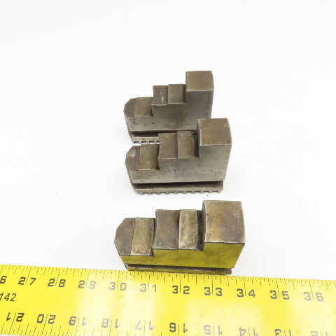 3-1/2" x 1-1/4" x 2-7/8" Tall Lathe Scroll Chuck Step Hard Jaws Lot Of 3