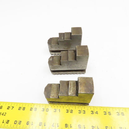 3-1/2" x 1-1/4" x 2-7/8" Tall Lathe Scroll Chuck Step Hard Jaws Lot Of 3